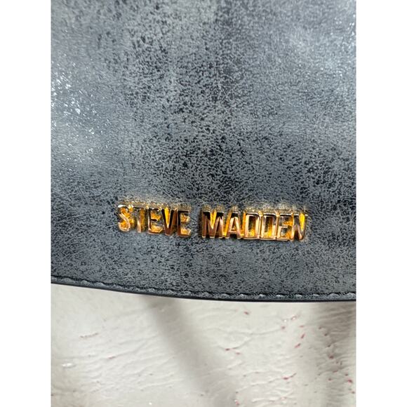 Steve Madden Gray Crossbody Saddle Bag Adjustable Strap Marbled Textured - Picture 5 of 6